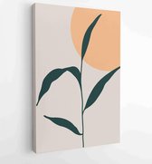 Botanische muur kunst vector set. Earth tone boho gebladerte lijntekeningen tekenen met abstracte vorm. 4 - Moderne schilderijen – Verticaal – 1881805144 - 50*40 Vertical