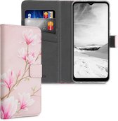 kwmobile telefoonhoesje voor Motorola Moto G30 / Moto G20 / Moto G10 - Hoesje met pasjeshouder in poederroze / wit / oudroze - Magnolia design