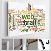 Onlinecanvas - Schilderij - Webverkeer Concept In Woord Tag Cloud Art Horizontaal - Multicolor - 80 X 60 Cm