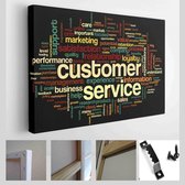 Klantenserviceconcept in woord tag cloud op zwart - Modern Art Canvas - Horizontaal - 150721394