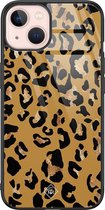 iPhone 13 hoesje glass - Jungle wildcat | Apple iPhone 13  case | Hardcase backcover zwart