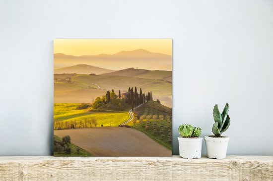 Décoration murale Métal - Peinture Aluminium Industriel - Toscane - Collines - Paysage - 20x20 cm - Dibond - Photo sur aluminium - Décoration murale industrielle - Pour le salon/chambre