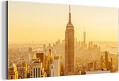 Wanddecoratie Metaal - Aluminium Schilderij Industrieel - Gouden zonsondergang bij het Empire State Building in New York - 120x60 cm - Dibond - Foto op aluminium - Industriële muurdecoratie - Voor de woonkamer/slaapkamer