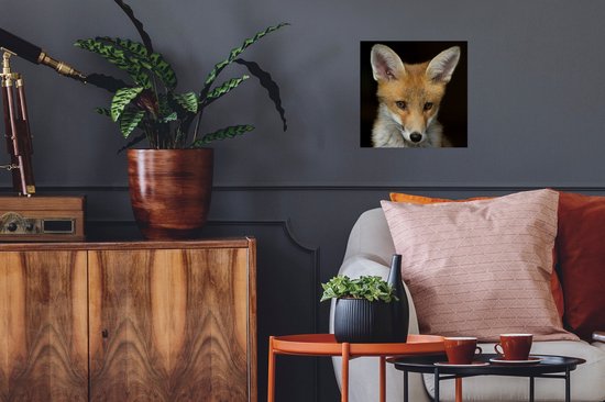 Affiche Renard - Portrait - Zwart - 30x30 cm