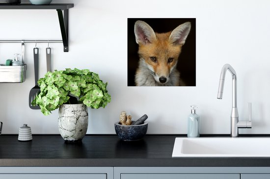 Affiche Renard - Portrait - Zwart - 30x30 cm