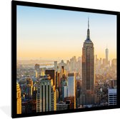 Fotolijst incl. Poster - Zonsondergang skyline van New York met het Empire State Building - 40x40 cm - Posterlijst