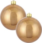 3x Grote kunststof kerstbal licht koper 25 cm - Groot formaat koperen kerstballen