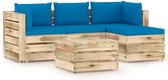 Decoways - 5-delige Loungeset met kussens groen geïmpregneerd hout