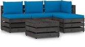 Decoways - 5-delige Loungeset met kussens grijs geïmpregneerd hout