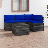 Decoways - 5-delige Loungeset met kussens pallet massief grenenhout