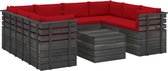 Decoways - 9-delige Loungeset met kussens pallet massief grenenhout