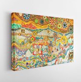 Onlinecanvas - Schilderij - Mozaïek Glas Aan De Muur Art Horizontaal Horizontal - Multicolor - 50 X 40 Cm