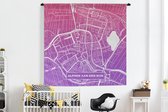 Wandkleed - Wanddoek - Stadskaart - Alphen aan den Rijn - Nederland - Paars - 180x180 cm - Wandtapijt - Plattegrond