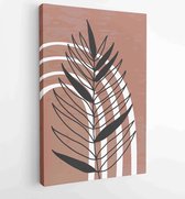 Earth tone boho gebladerte lijntekeningen tekenen met abstracte vorm. Abstract Plant Art-ontwerp voor print, omslag, behang, minimale en natuurlijke kunst aan de muur. 1 - Moderne