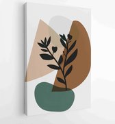 Earth tone boho gebladerte lijntekeningen tekenen met abstracte vorm. Abstract Plant Art-ontwerp voor print, omslag, behang, minimale en natuurlijke kunst aan de muur. 2 - Moderne