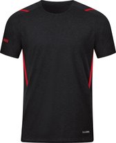Jako Challenge T-Shirt Heren - Zwart Gemeleerd / Rood