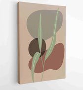 Earth tone boho gebladerte lijntekeningen tekenen met abstracte vorm. Abstract Plant Art-ontwerp voor print, omslag, behang, minimale en natuurlijke kunst aan de muur. 4 - Moderne