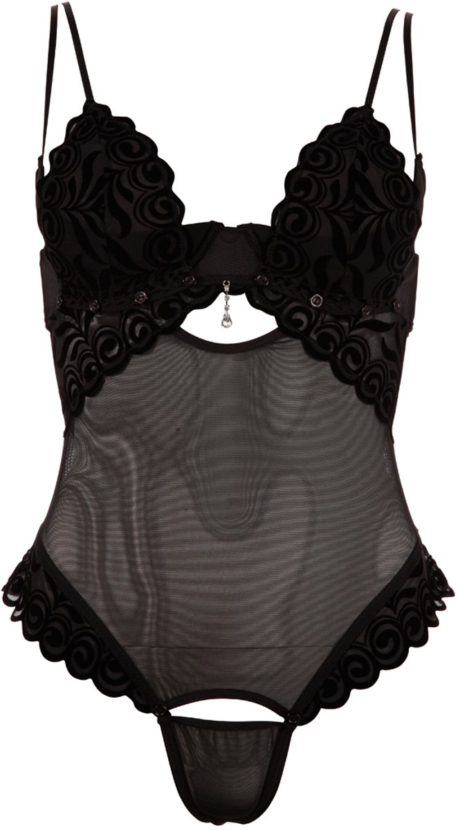 Goedkoopste Zwarte String body met afneembare cups en kruis