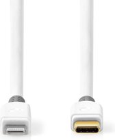Lightning Kabel - USB 2.0 - Apple Lightning 8-Pins - USB-C Male - 480 Mbps - Verguld - 3.00 m - Rond - PVC - Grijs / Wit - Window Box