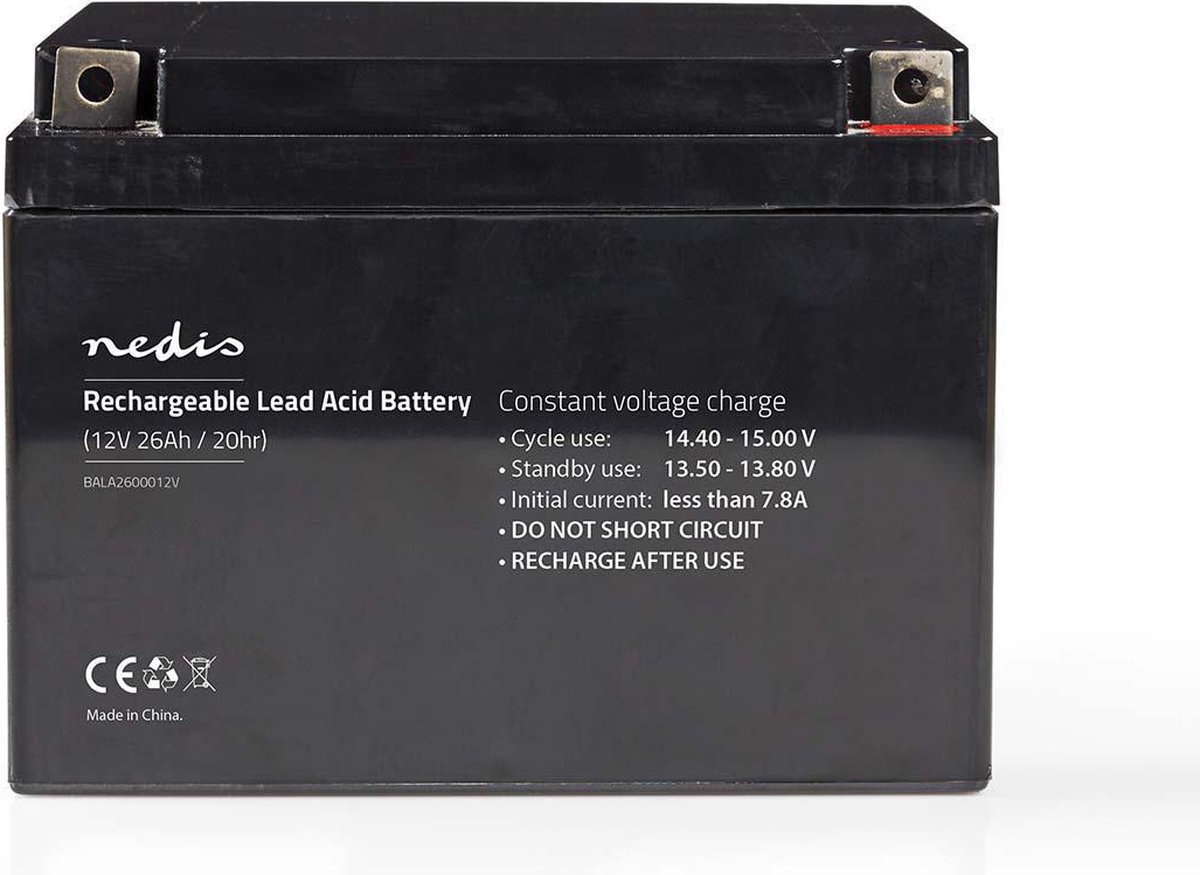 Nedis Oplaadbare Loodaccu - Lead-Acid - Oplaadbaar - 12 V - 26000 mAh