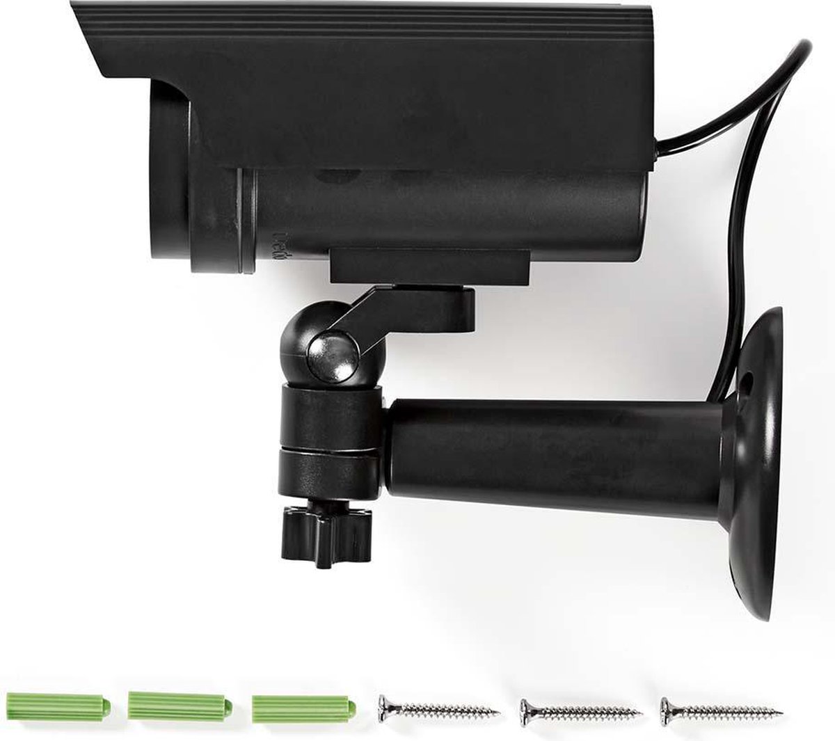 Nedis Dummy Beveiligingscamera - Bullet - IP44 - Batterij Gevoed / Solar Powered - Buiten - Inclusief muurbeugel - Zwart – foto 5