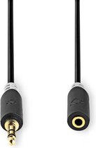 Nedis Stereo-Audiokabel - 3,5 mm Male - 3,5 mm Female - Verguld - 1.00 m - Rond - Antraciet - Doos