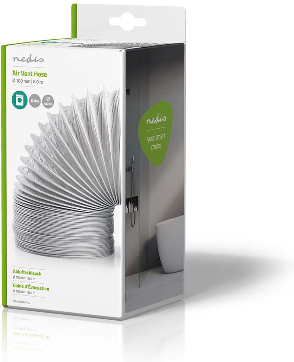 Nedis PVC Luchtafvoerslang - 100 mm - 6.00 m - Geschikt voor: Luchtventilatie / Wasdrogers - Wit — afbeelding 4