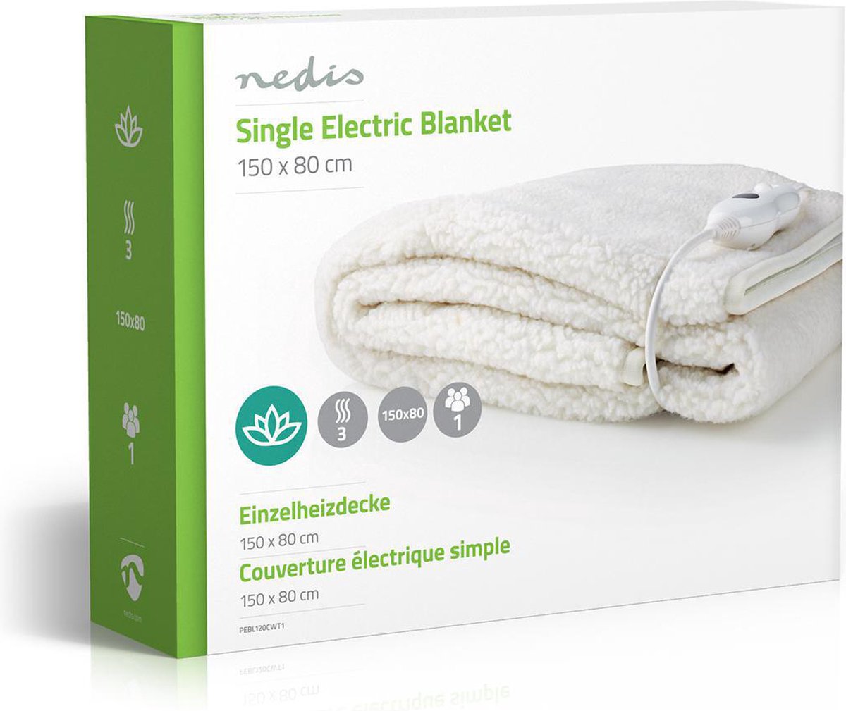 Elektrische Onderdeken 150 x 80 cm met 3 Warmte Standen - afbeelding 3