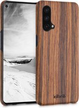 kalibri hoesje geschikt voor OnePlus Nord CE 5G - Beschermende telefoonhoes van hout - Slank smartphonehoesje in bruin