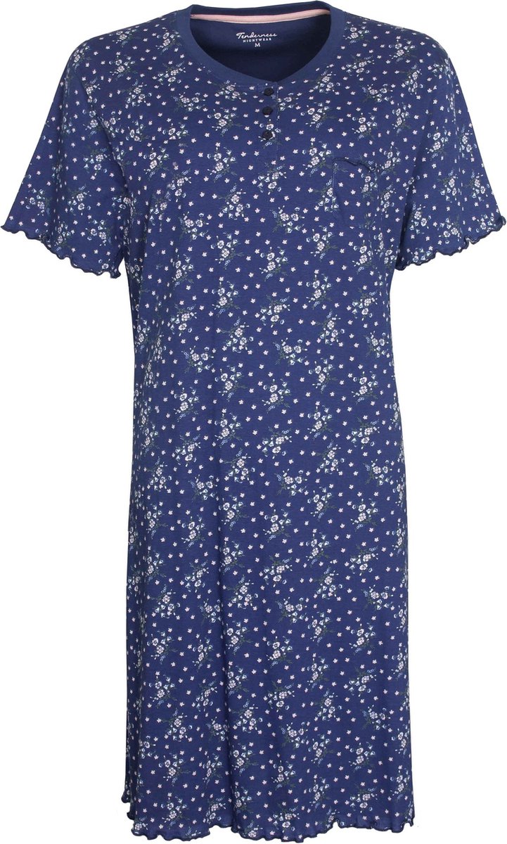 Tenderness Dames Nachthemd - 100% Katoen - Donker Blauw