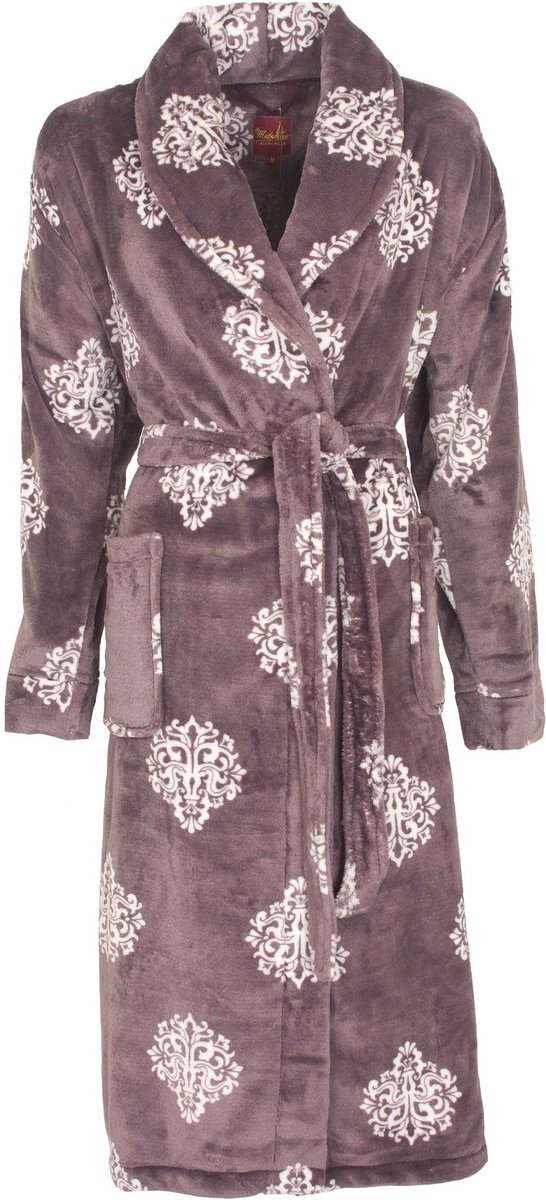 Medaillon Dames Badjas - Coral Fleece - Paars - Maat XXL