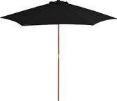 vidaXL Parasol met houten paal 270 cm zwart