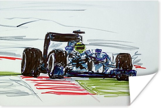 Poster Een illustratie van een raceauto uit de Formule 1 - 30x20 cm