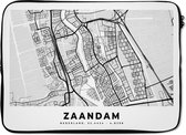 Laptophoes 13 inch - Stadskaart - Zaandam - Nederland - Laptop sleeve - Binnenmaat 32x22,5 cm - Zwarte achterkant