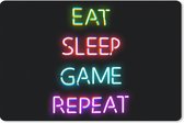 Bol.com Gaming Muismat - Mousepad - 27x18 cm - Gaming - Led - Quote - Eat sleep game repeat - Gamen - Schoolspullen tieners - Ca... aanbieding