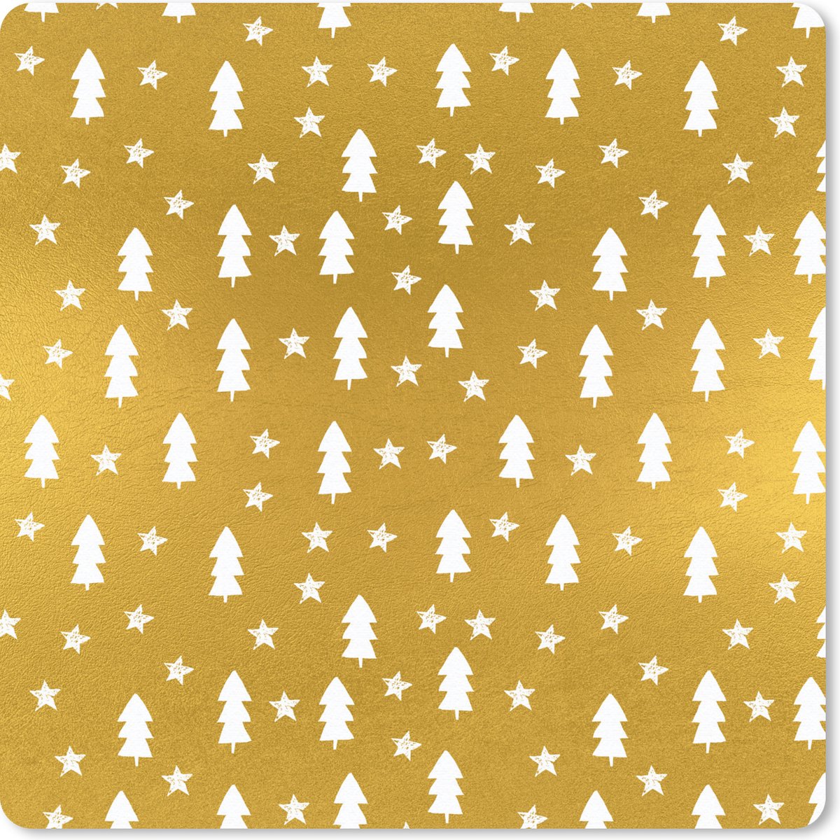 Muismat 30x30 cm - Mousepad Kerstboom - Goud - Wit - Muismatten