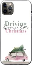 Geschikt voor iPhone 13 Pro Max hoesje - Kerst - Driving home for Christmas - Auto - Quotes - Spreuken - Siliconen Telefoonhoesje