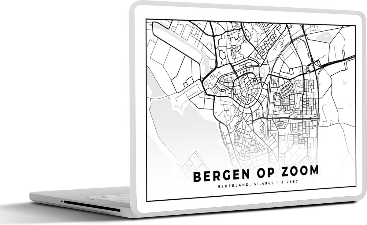 Laptop sticker - 12.3 inch - Plattegrond - Bergen op Zoom - Nederland - 30x22cm - Laptopstickers - Laptop skin - Cover - Stadskaart