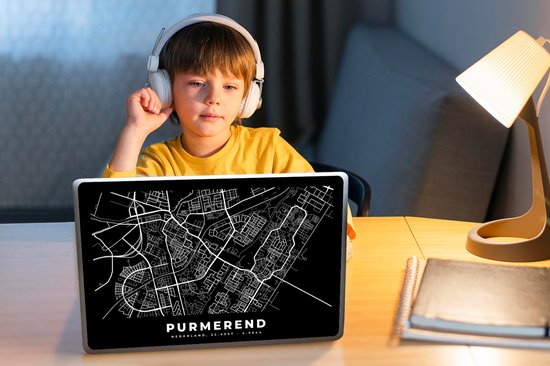 Laptop sticker - 10.1 inch - Kaart - Purmerend - Zwart - 25x18cm - Laptopstickers - Laptop skin - Cover