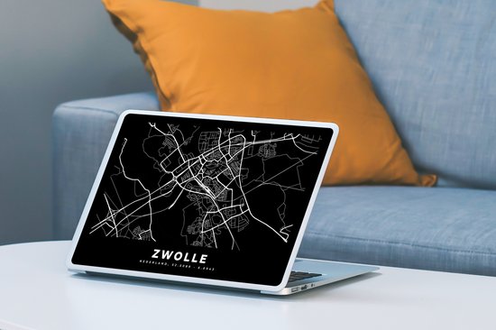 Sticker pour ordinateur portable - 10,1 pouces - Carte - Zwolle - Zwart