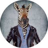 PB-Collection – Muurstickers – Binnen – Woonkamer – Wanddecoratie - Muursticker Sur Zebra rond 115 cm  - Dieren