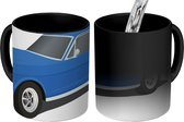 Magische Mok - Foto op Warmte Mok - tekening van Mustang met een blauwe kleur - 350 ML - Uitdeelcadeautjes