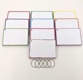 Leitner Flashcards - A6 kleurenpakket 500 stuks - 10 x 15 cm - 300 grams - Perforatie en klikringen - 10 pakjes A6 in 10 verschillende kleuren - Gelinieerd dubbelzijdig - 100% FSC