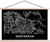 Porte-affiche avec affiche - Affiche scolaire - Amsterdam - Carte - Zwart - 150x100 cm - lattes vierges