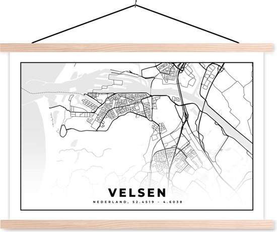 Affiche scolaire - Plan de la ville - Velsen - Pays- Nederland - 60x40 cm - Lattes vierges