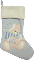 Peha Kerstsok Beer 45 Cm Pluche Blauw/wit/roze