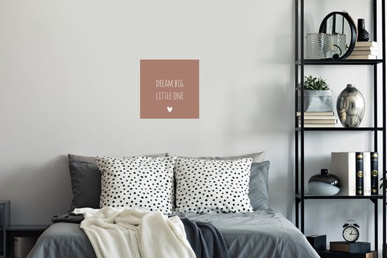 Stickers muraux - Film autocollant - Citation anglaise "Dream big little one" avec un coeur sur fond marron - 30x30 cm - Film adhésif - Stickers muraux Chambre d'enfant - Papier peint autocollant - Papier peint autocollant - Film autocollant