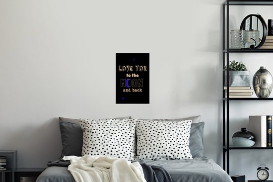 Sticker Muursticker Citations d'amour - cadeau pour partenaire - Love you to the moon and back white - 20x30 cm - film autocollant - sticker mural repositionnable