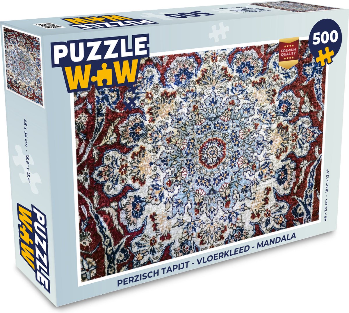 Afbeelding van product PuzzleWow  Puzzel Perzisch Tapijt - Vloerkleed - Mandala - Legpuzzel - Puzzel 500 stukjes