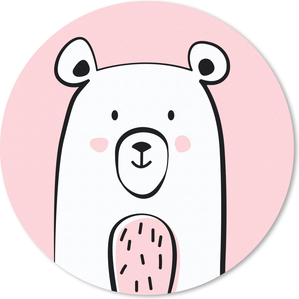 Muismat rond 40x40 cm - Mousepad Beer - Roze - Kinderen - Ronde muismatten